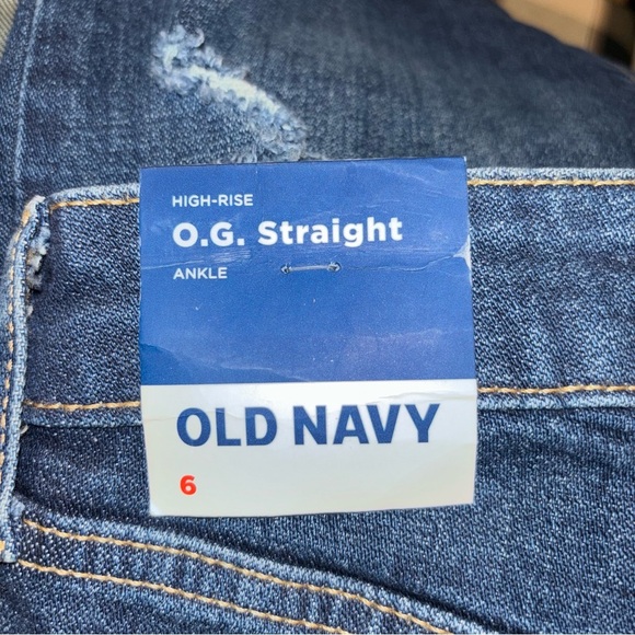 Old Navy Blue Denim High Rise O.G. Button Fly Straight Jeans Size 6 - Picture 8 of 15